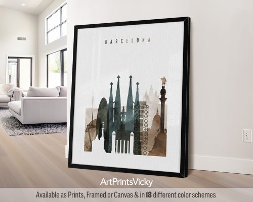 Barcelona Poster: Vibrant City in Watercolors