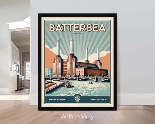 Battersea Poster Inspired by Retro Travel Art