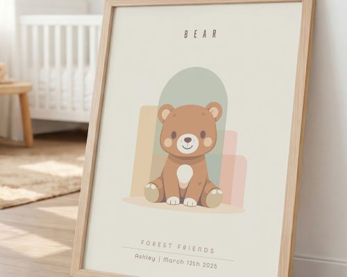 Bear Nursery Wall Art Print, Woodland Animal