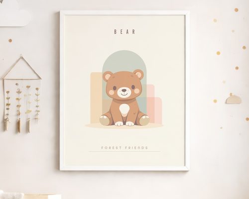 Alternative view of Bear Nursery Wall Art Print, Woodland Animal