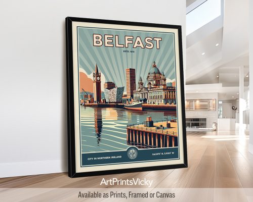 Belfast Poster Inspired by Retro Travel Art