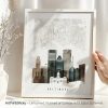 Art print of a Baltimore city map featuring prominent buildings and landmarks in a minimalist design.