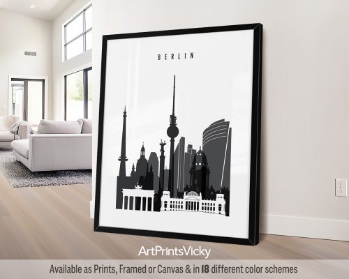 Black and white Berlin skyline art print by ArtPrintsVicky