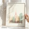 Art print featuring a stylized silhouette of Berlin's skyline with notable landmarks.