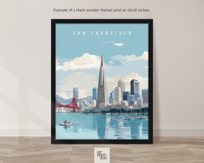 Travel Print of San Francisco as black frame print