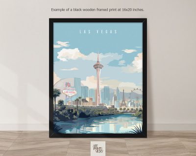 Travel Print of Las Vegas as black frame print
