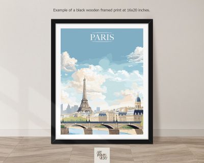 Paris City Print as black frame print