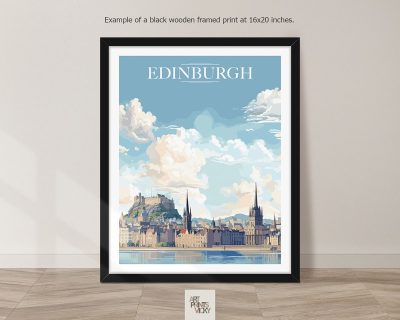 Edinburgh City Print as black frame print