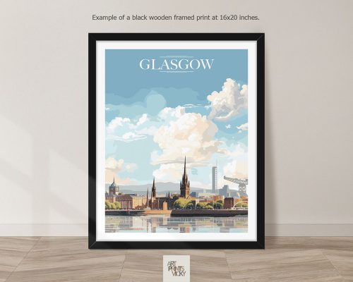 Glasgow City Print as black frame print