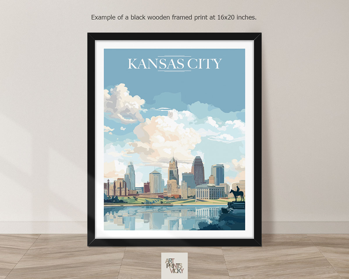 Kansas City Print as black frame print