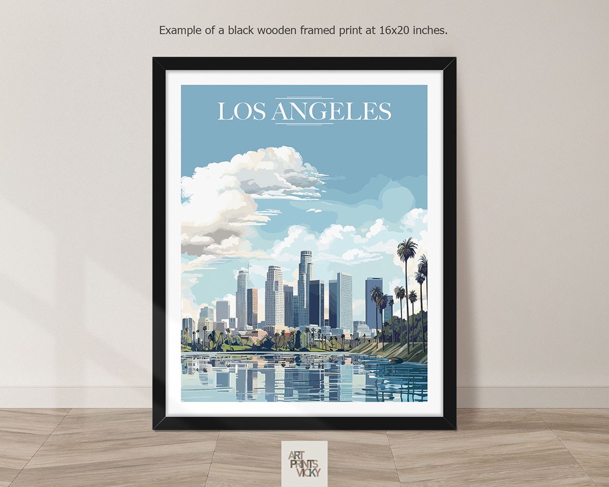 Los Angeles City Print as black frame print