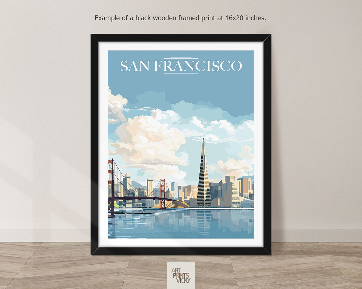 San Francisco City Print as black frame print