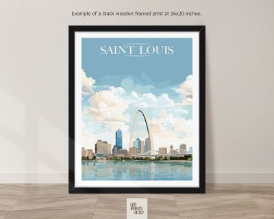 Saint Louis City Print as black frame print