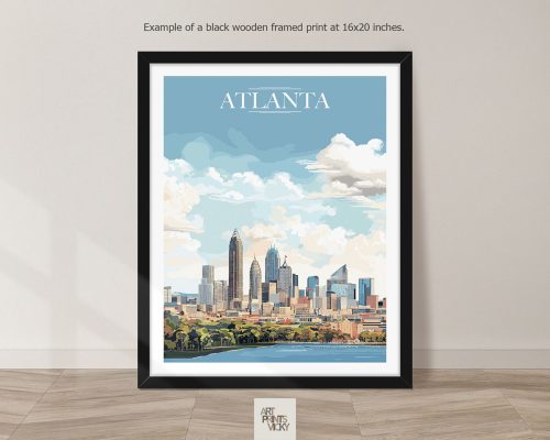 Atlanta Travel Print as black frame print