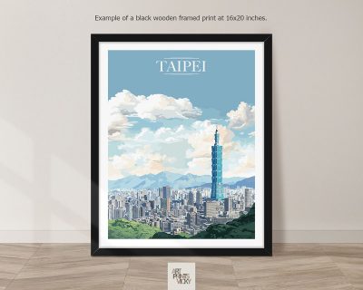 Taipei Travel Print as black frame print