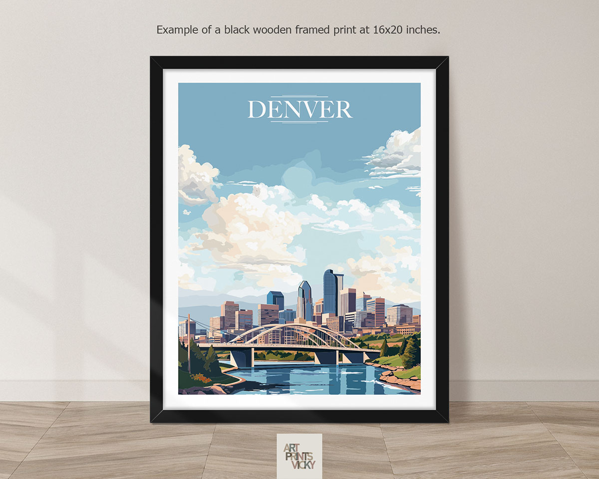 Denver City Poster as black frame print