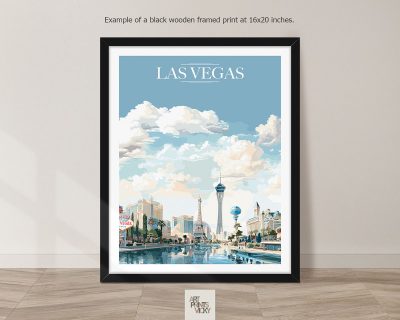 Las Vegas City Poster as black frame print
