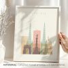 Art print of Bordeaux featuring iconic landmarks in a minimalist design with soft colors.