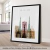 Art print featuring a stylized cityscape of Bordeaux with notable architectural elements.