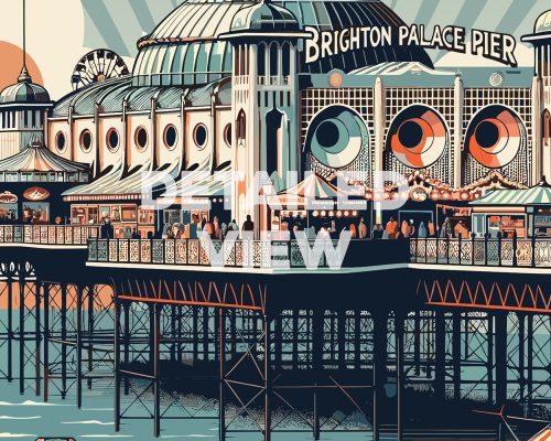 Brighton UK Poster Inspired by Retro Travel Art