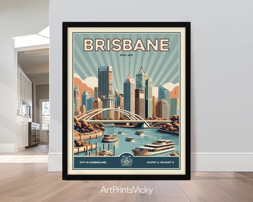 Brisbane retro print
