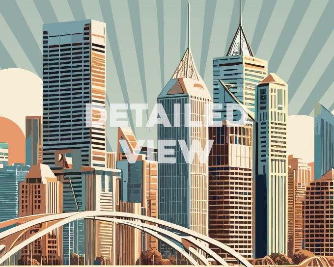 Brisbane Poster Inspired by Retro Travel Art by ArtPrintsVicky