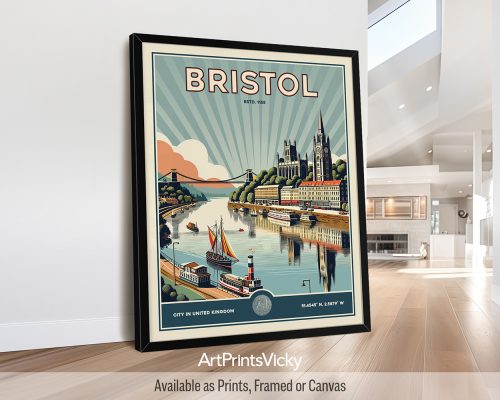 Bristol Poster Inspired by Retro Travel Art