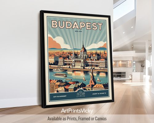 Budapest Poster Inspired by Retro Travel Art