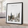 Framed artwork depicting a cityscape of Budapest with notable architectural features.