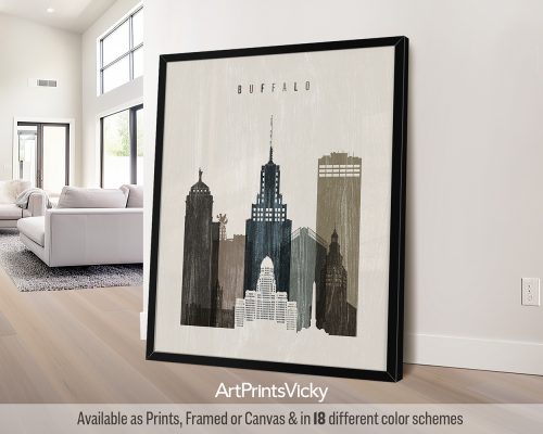 Buffalo skyline art print with a Distressed 2 effect by ArtPrintsVicky