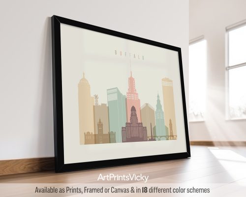 Buffalo NY Skyline Print | Soft Pastels, Home Décor Upgrade by ArtPrintsVicky