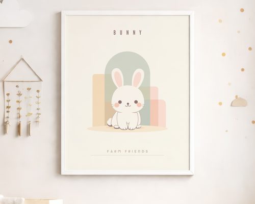 Alternative view of Bunny Nursery Print, Woodland Rabbit Wall Art