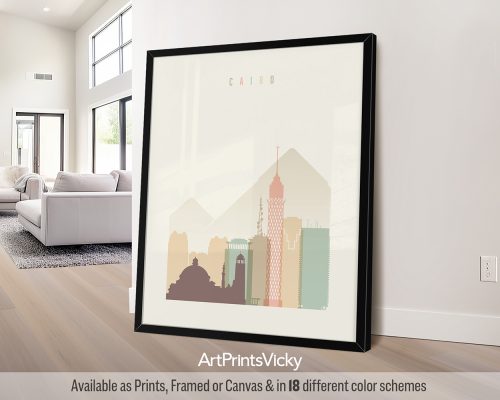 Cairo City Poster in Warm Pastels by ArtPrintsVicky