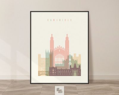 Cambridge skyline print pastel cream