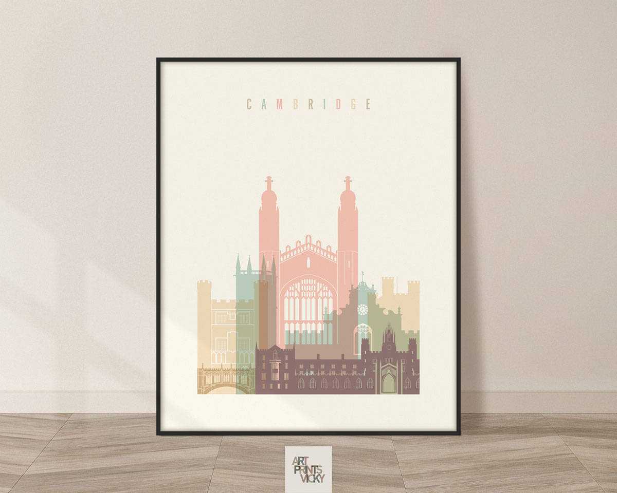 Cambridge skyline print pastel cream