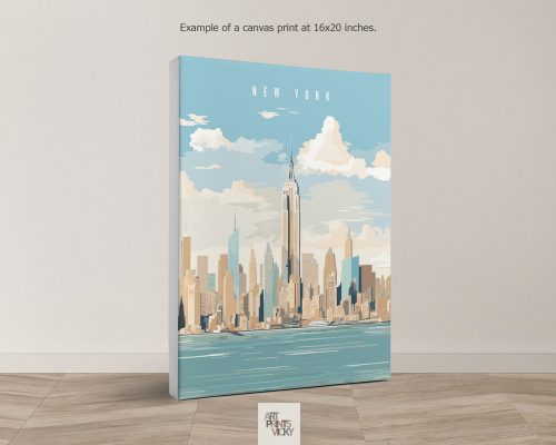 Travel Print of New York City as wrapped canvas