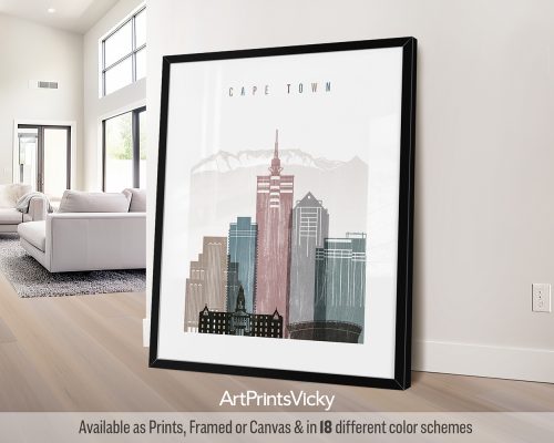 Cape Town skyline poster with a Distressed 1 effect by ArtPrintsVicky