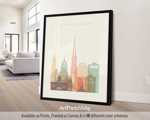 Charleston Skyline: Warm Pastels Art Print by ArtPrintsVicky