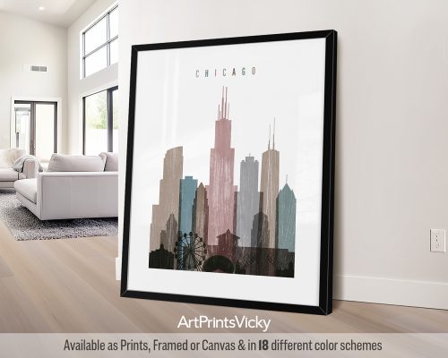 Chicago skyline poster with a subtle Distressed 1 effect by ArtPrintsVicky