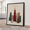 Chicago city skyline print in earth tones 2 by ArtPrintsVicky