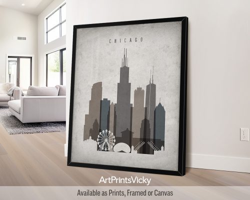 Chicago city poster with a vintage background by ArtPrintsVicky