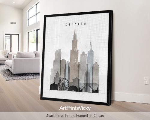 Chicago Poster in Soft Urban Watercolors