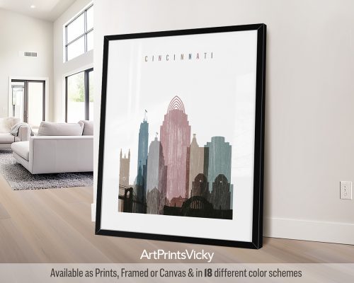 Cincinnati city print with a subtle Distressed 1 effect by ArtPrintsVicky