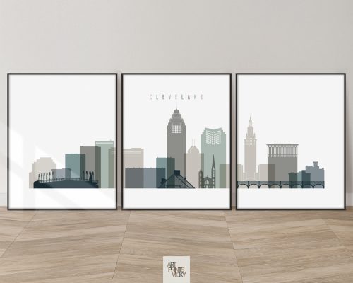Cleveland Skyline 3 Prints Set