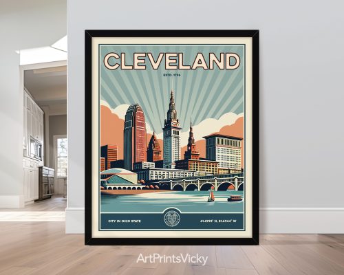 Vintage image of Cleveland skyline, United States