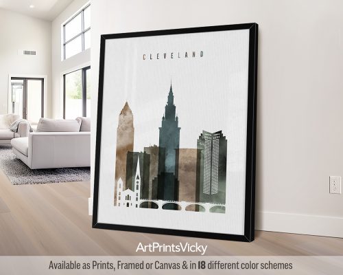 City Wall Art: Cleveland Cityscape Poster