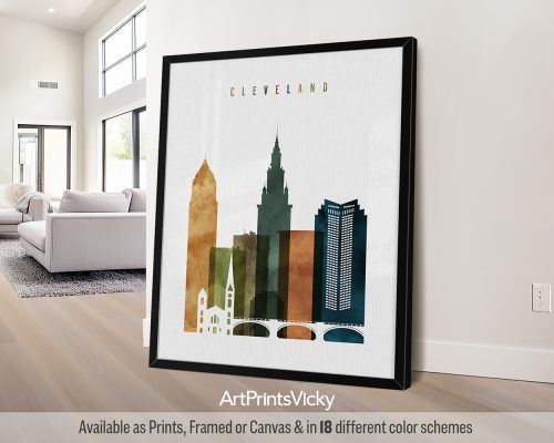 Cleveland City Print in Bold Watercolors