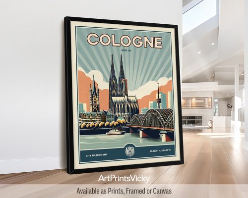 Cologne Print Inspired by Retro Travel Art by ArtPrintsVicky