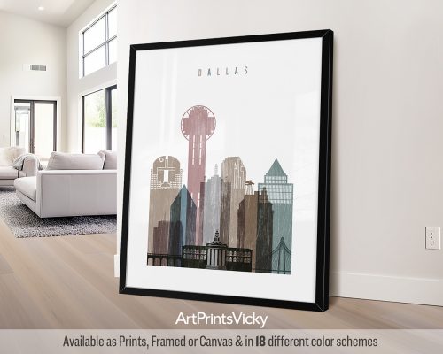 Dallas skyline poster with a subtle Distressed 1 effect by ArtPrintsVicky
