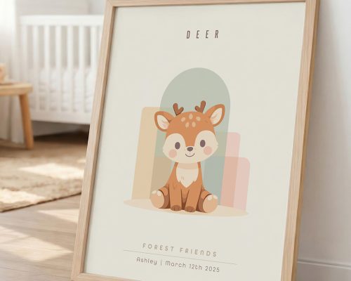 Deer Nursery Wall Art Print, Woodland Animal